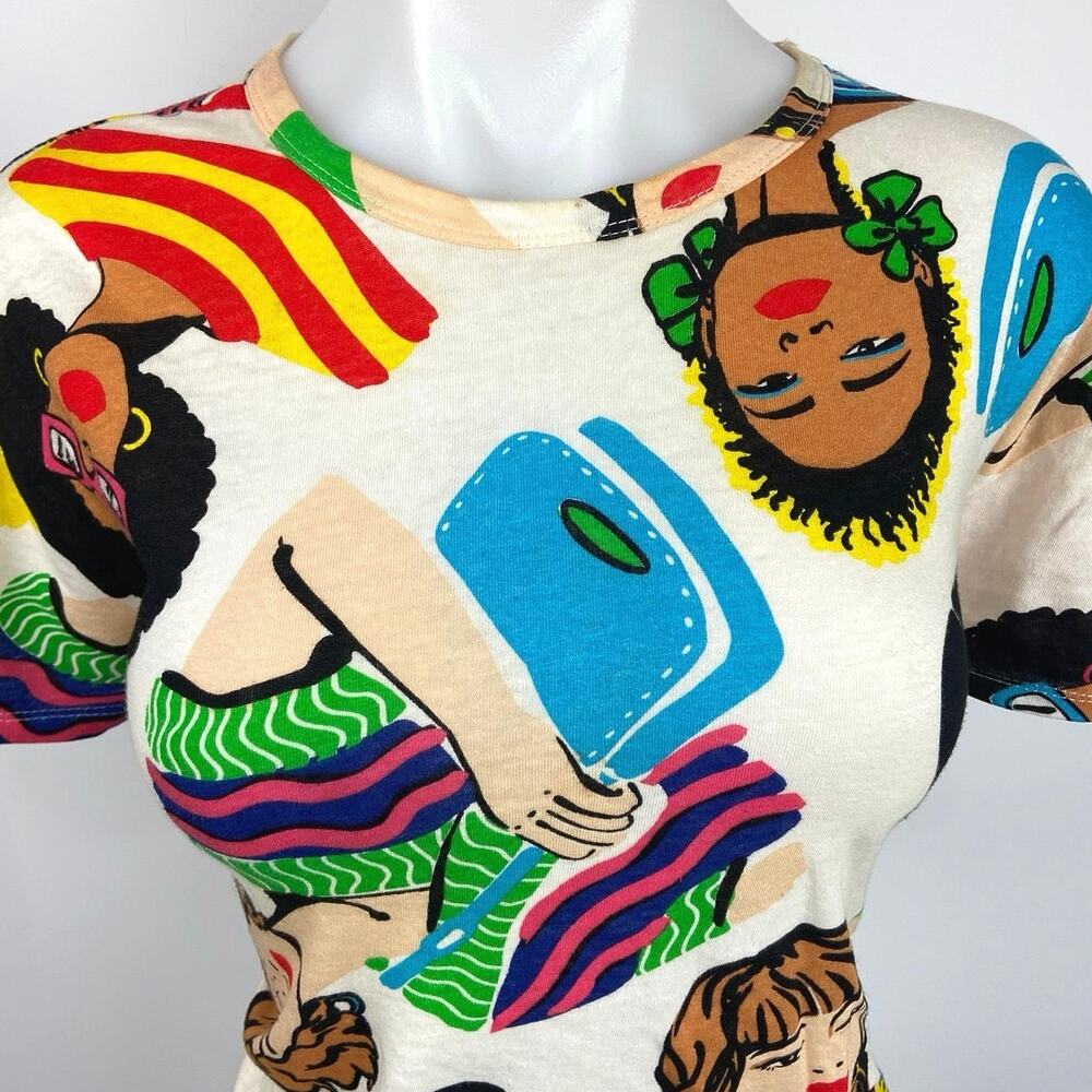 Zara Multicolor Diversity Artwork Women Graphic Short Sleeve T-Shirt Top Size S - Picture 3 of 5